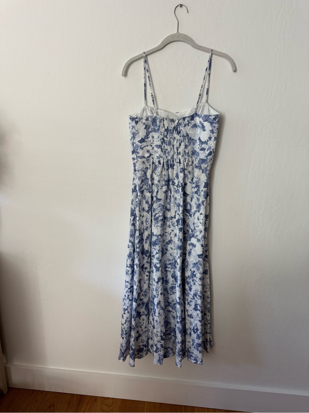 Reformation Monette in Blue Larkspur Floral Spaghetti-Strap Midi Dress - Picture 6 of 9